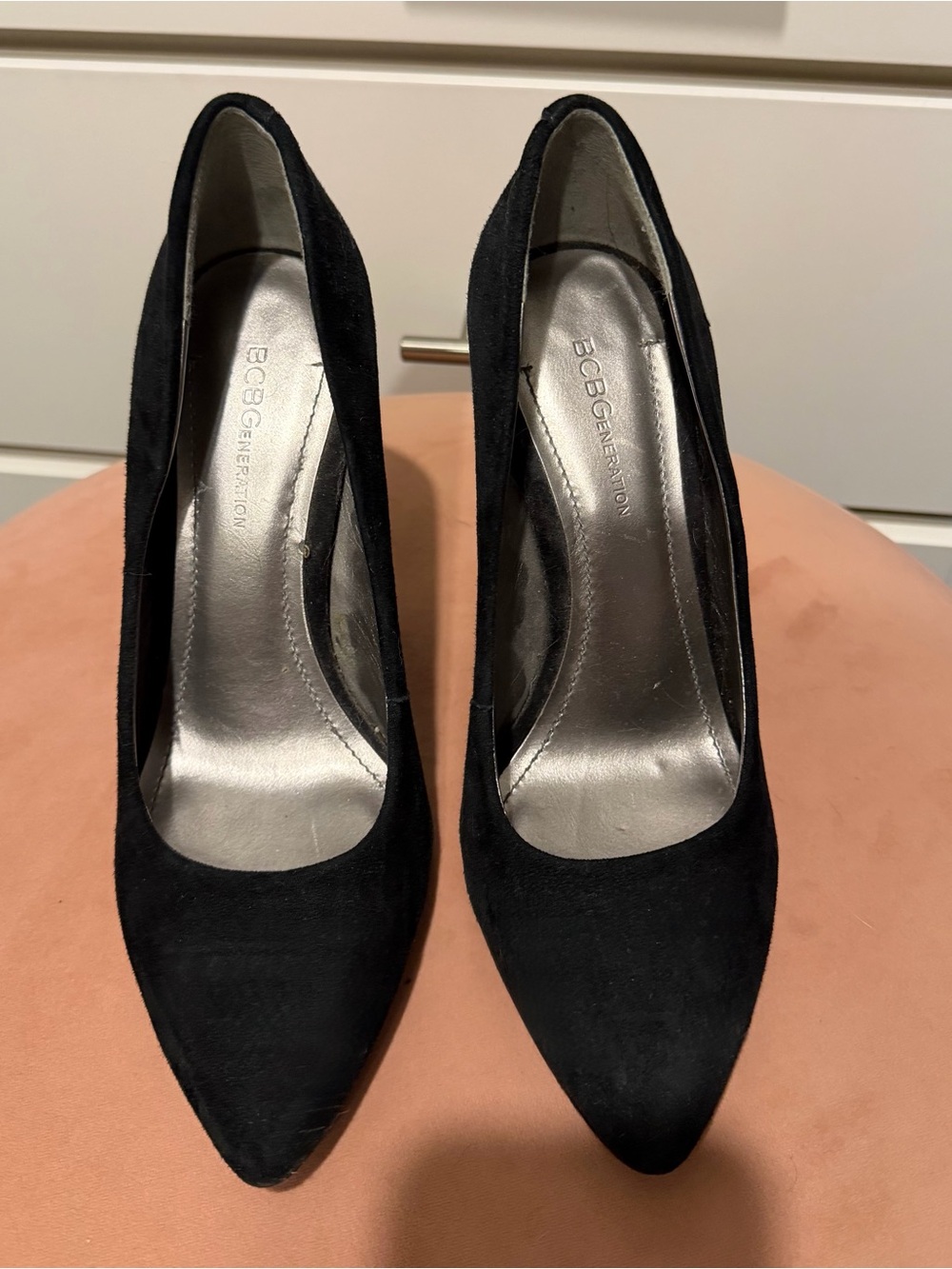BCBGeneration Suede Stacked Pumps • 7